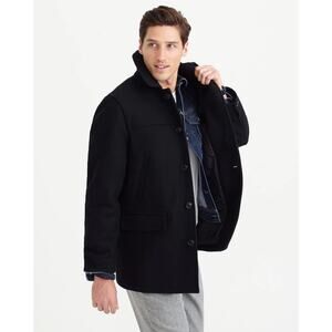 J.Crew Men's Black Wool Thinsulate Work University Overcoat Trench Coat Size‎ XL